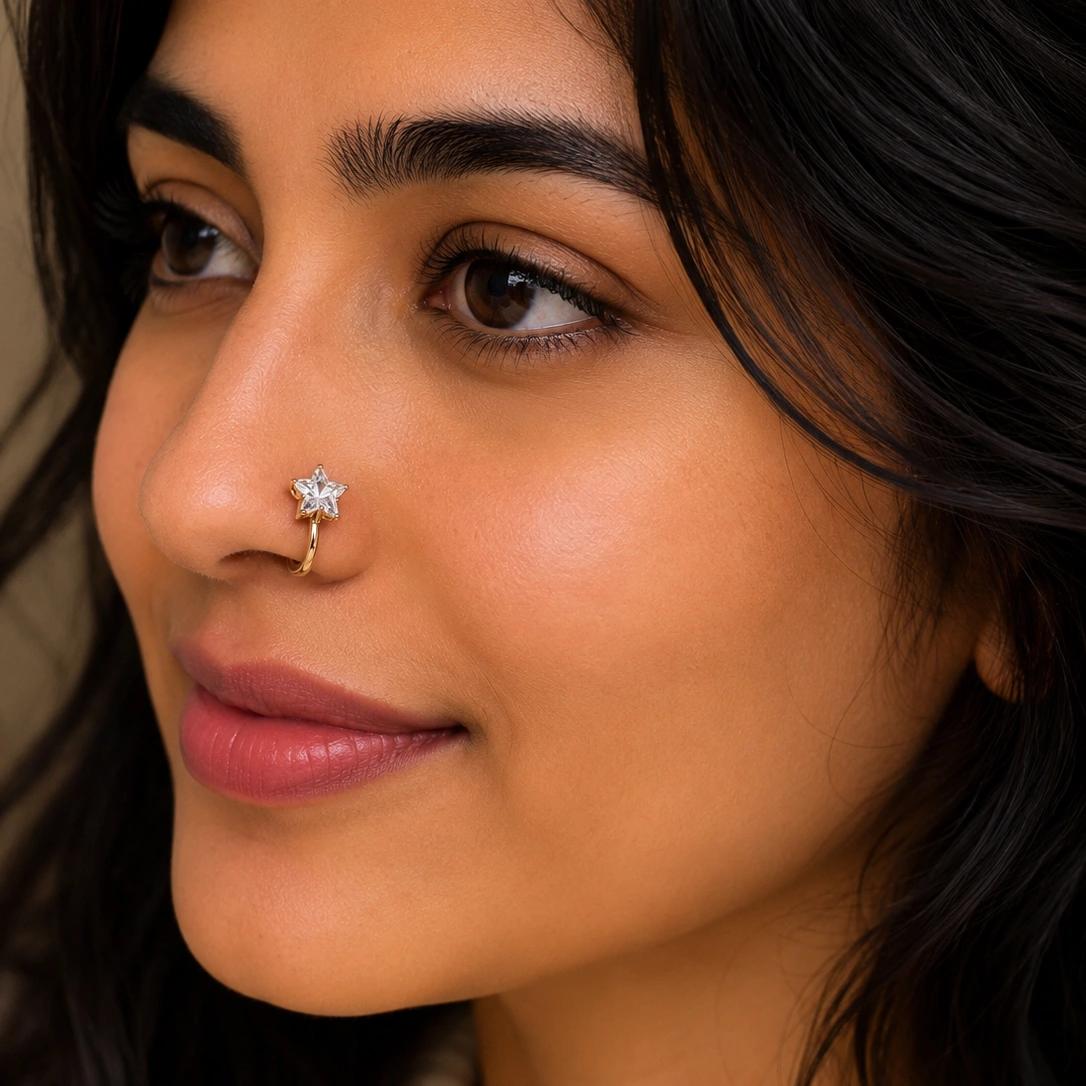 Celeste Star Crystal Rose Gold Nose Pin by Soni De Nakhre — alternate view