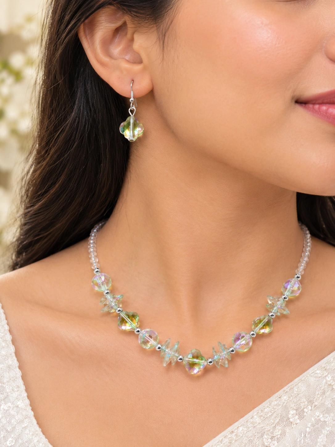 Celeste Aurora Crystal Beaded Necklace & Earrings Set by Soni De Nakhre β alternate view