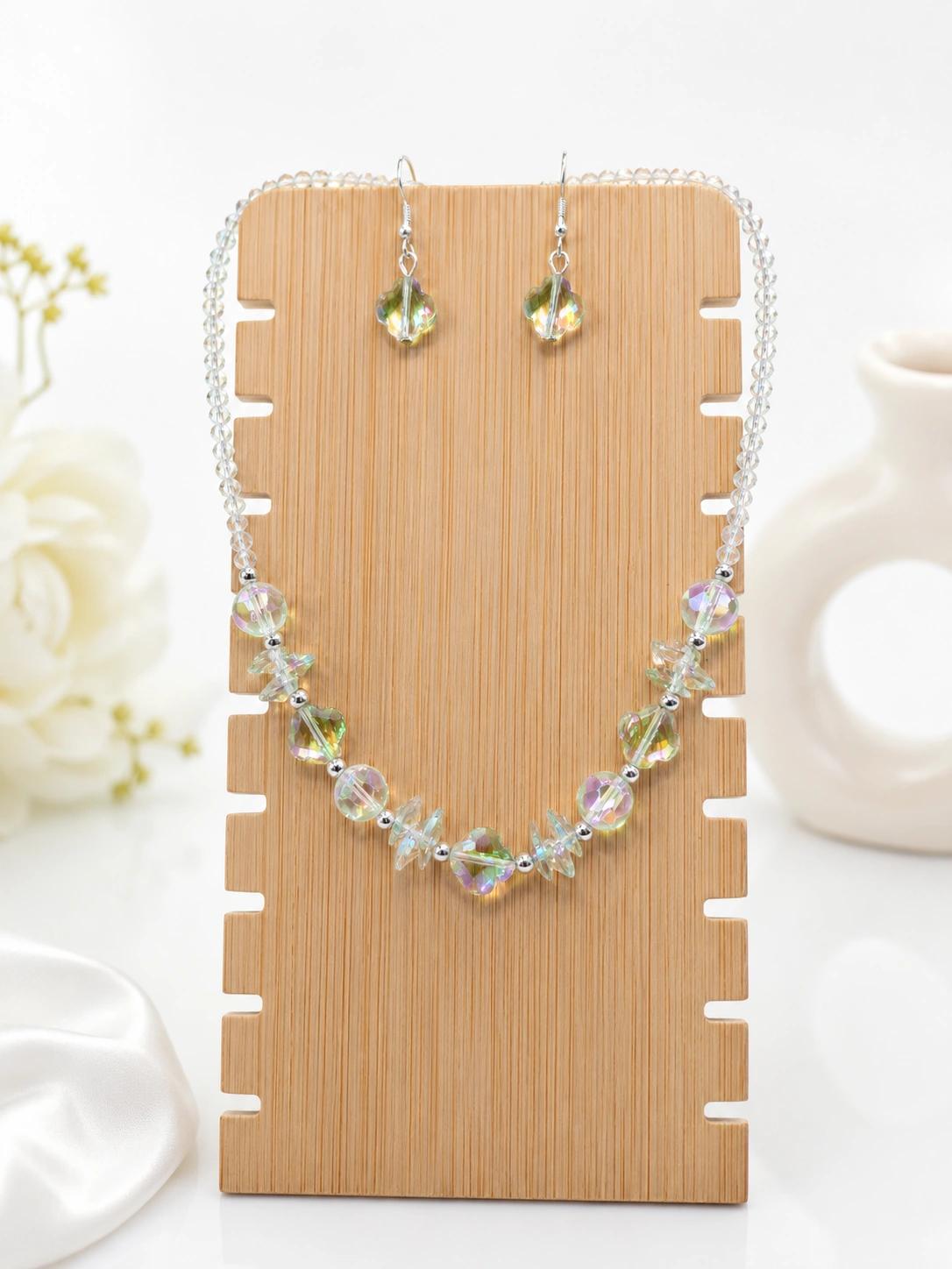 Celeste Aurora Crystal Beaded Necklace & Earrings Set by Soni De Nakhre