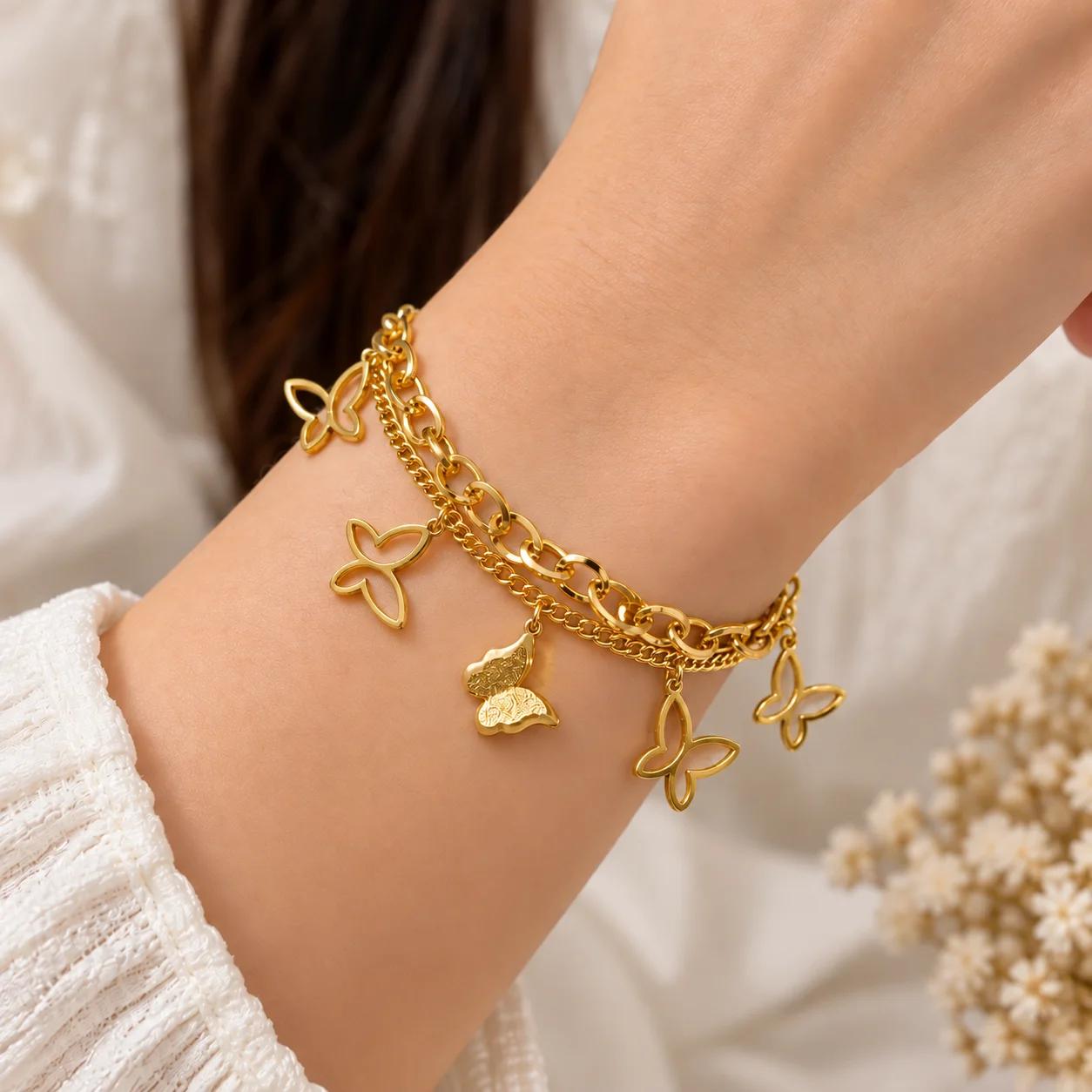 Celeste Butterfly Dreams Layered Charm Bracelet thumbnail 2