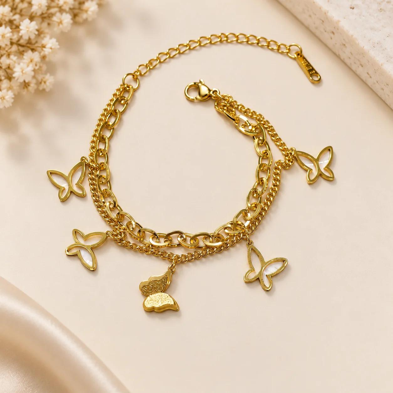 Celeste Butterfly Dreams Layered Charm Bracelet by Soni De Nakhre