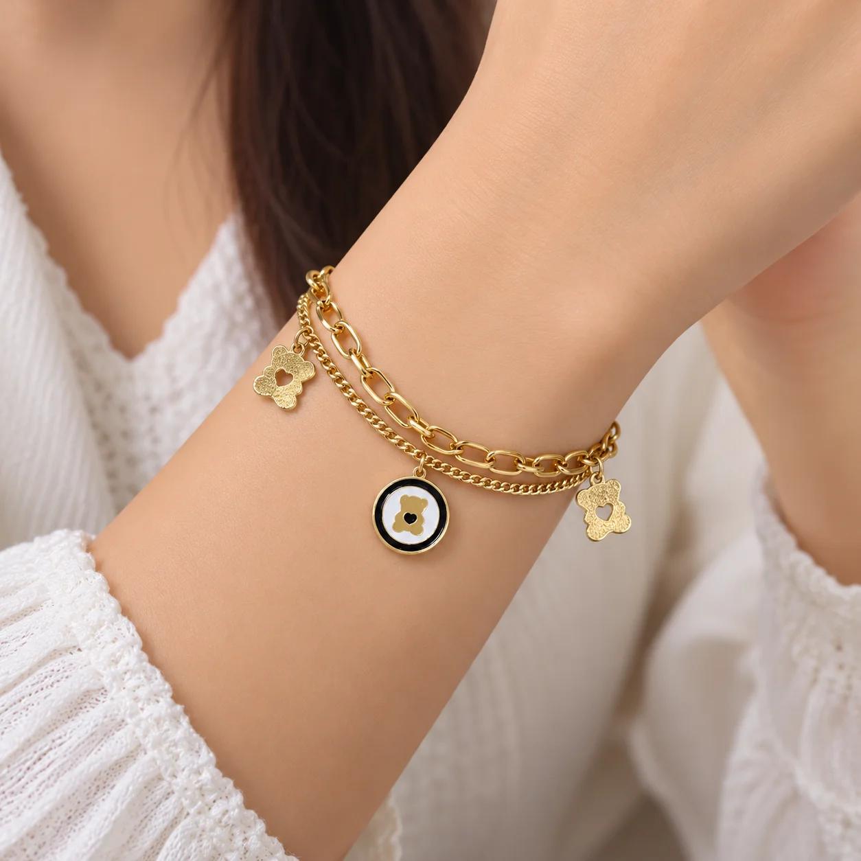 Celeste Noir Bloom Charm Layered Bracelet thumbnail 2