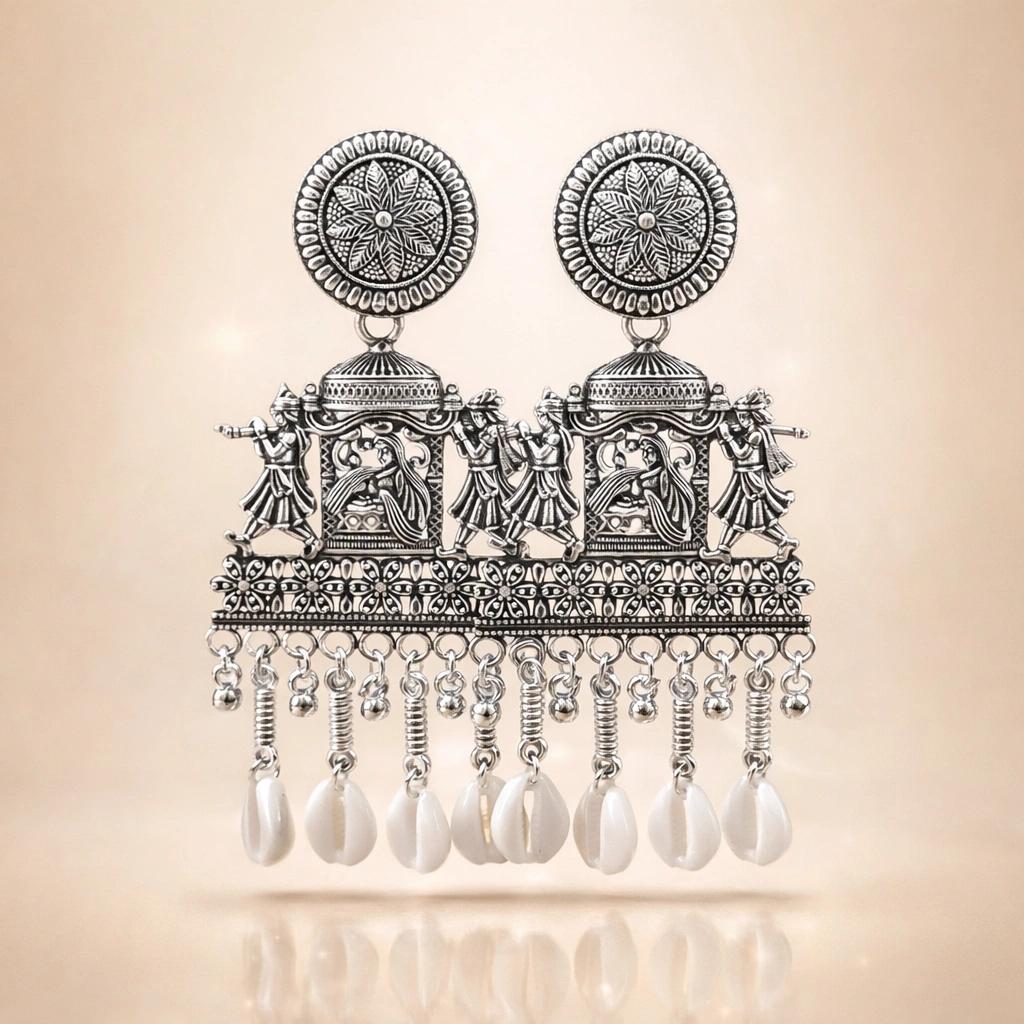 Celeste Oxidised Dancer Jhumka Earrings by Soni De Nakhre