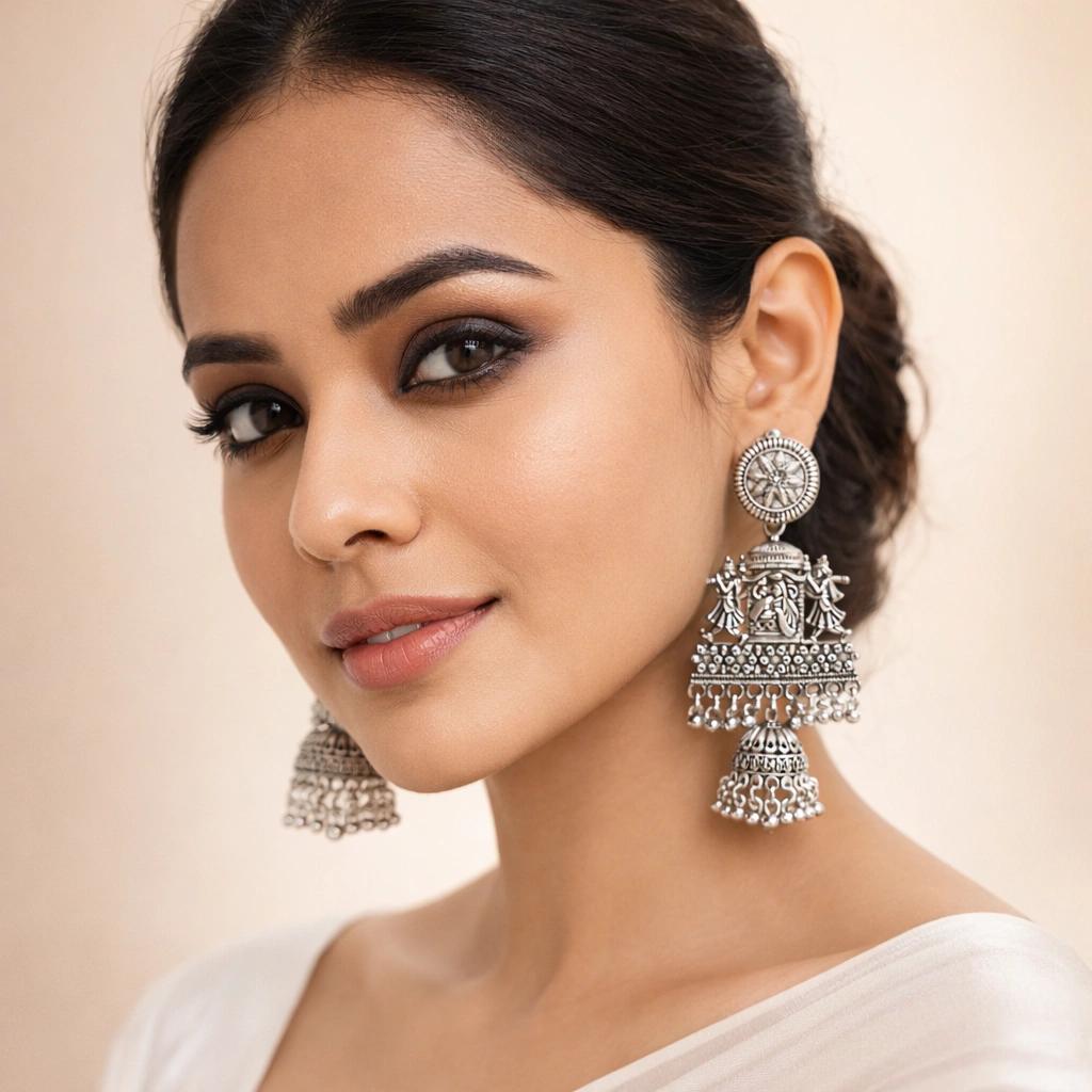 Celeste Oxidised Dancer Jhumka Statement Earrings by Soni De Nakhre β alternate view