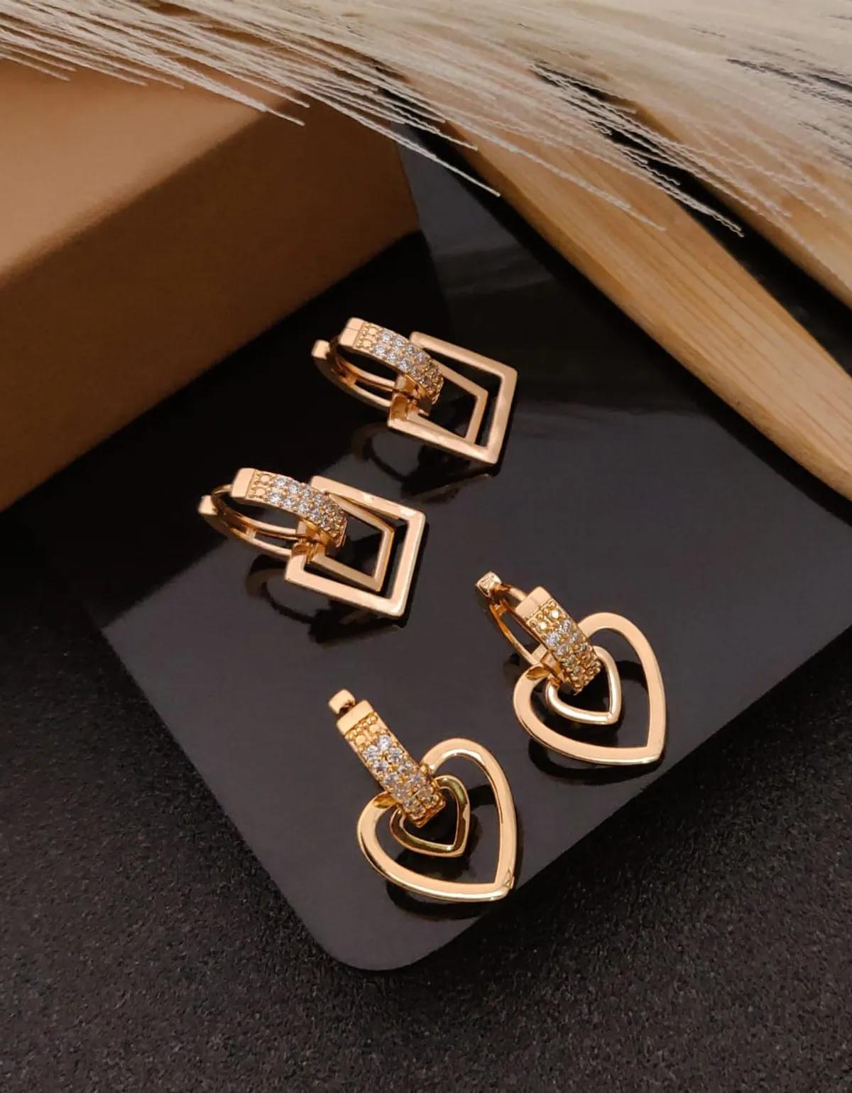 Celeste Traditional Square & Heart Earrings Combo β 2 Pair Set by Soni De Nakhre