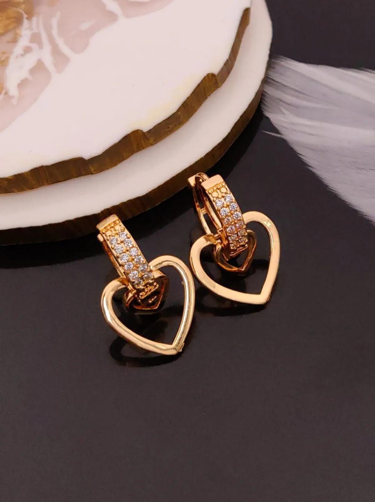 Celeste Traditional Square & Heart Earrings Combo — 2 Pair Set thumbnail 3