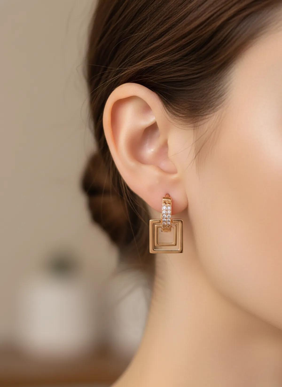 Celeste Traditional Square & Heart Earrings Combo — 2 Pair Set thumbnail 4