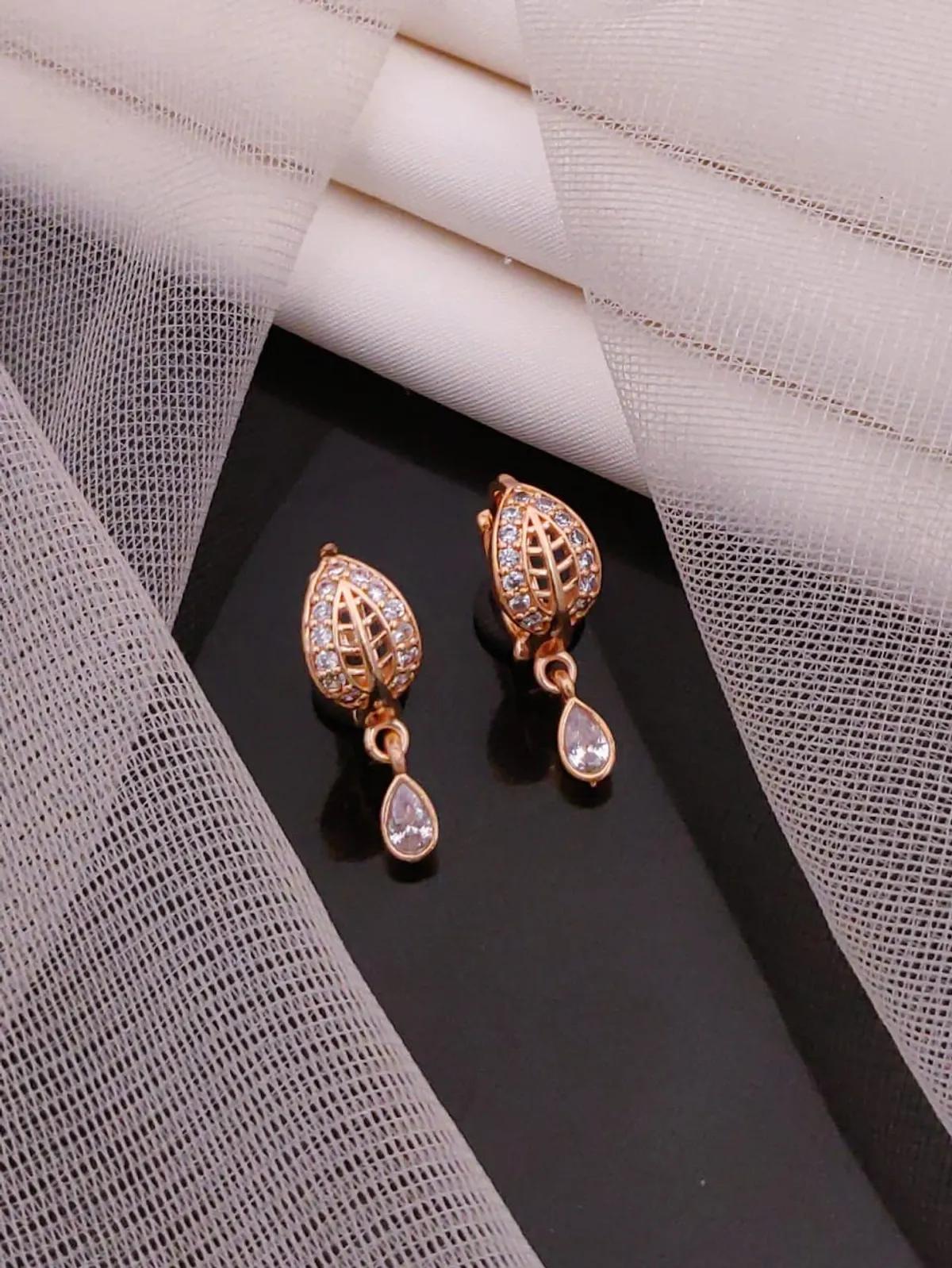Golden Bloom Crystal Drop Earrings — 3 Pair Combo by Soni De Nakhre — alternate view