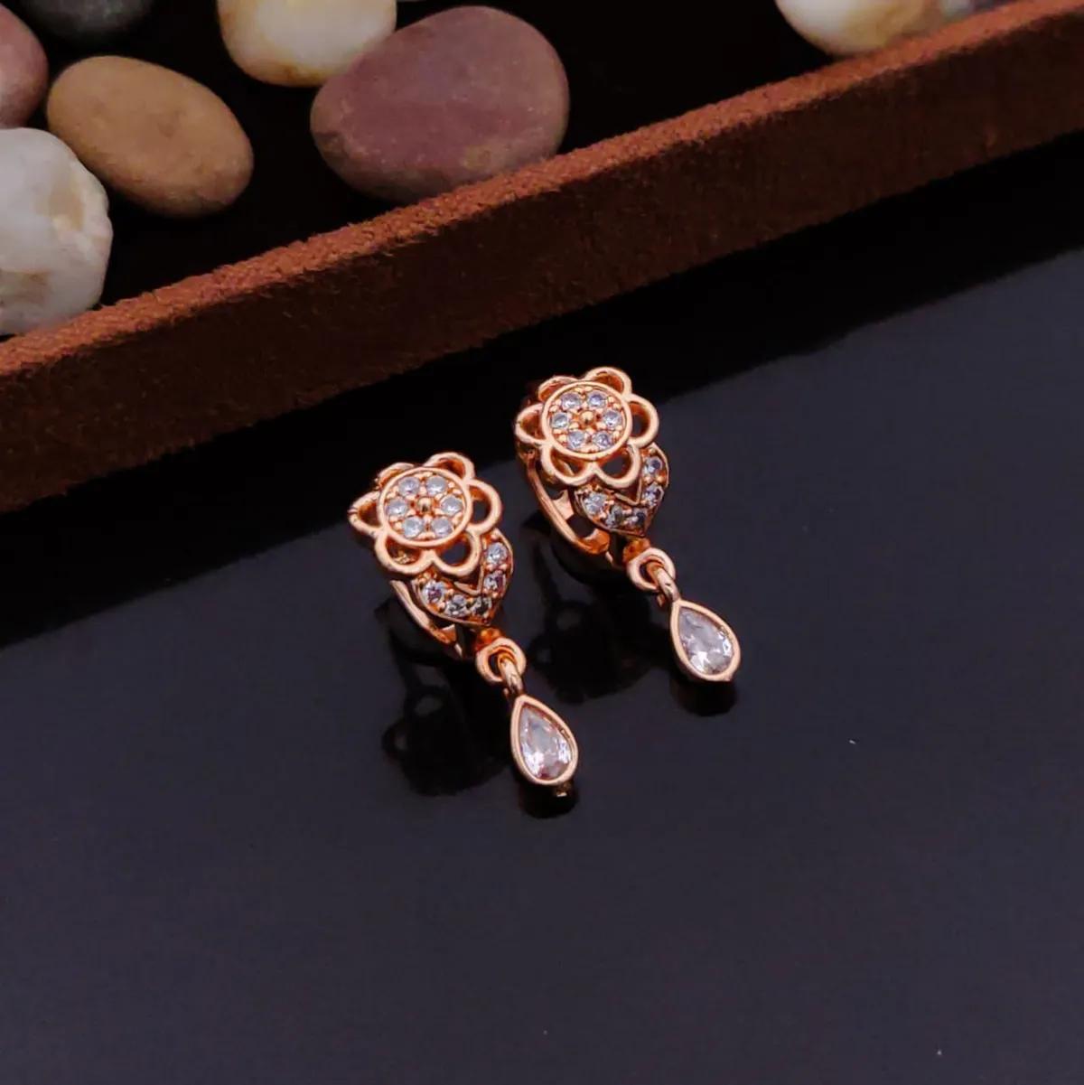 Golden Bloom Crystal Drop Earrings — 3 Pair Combo thumbnail 4