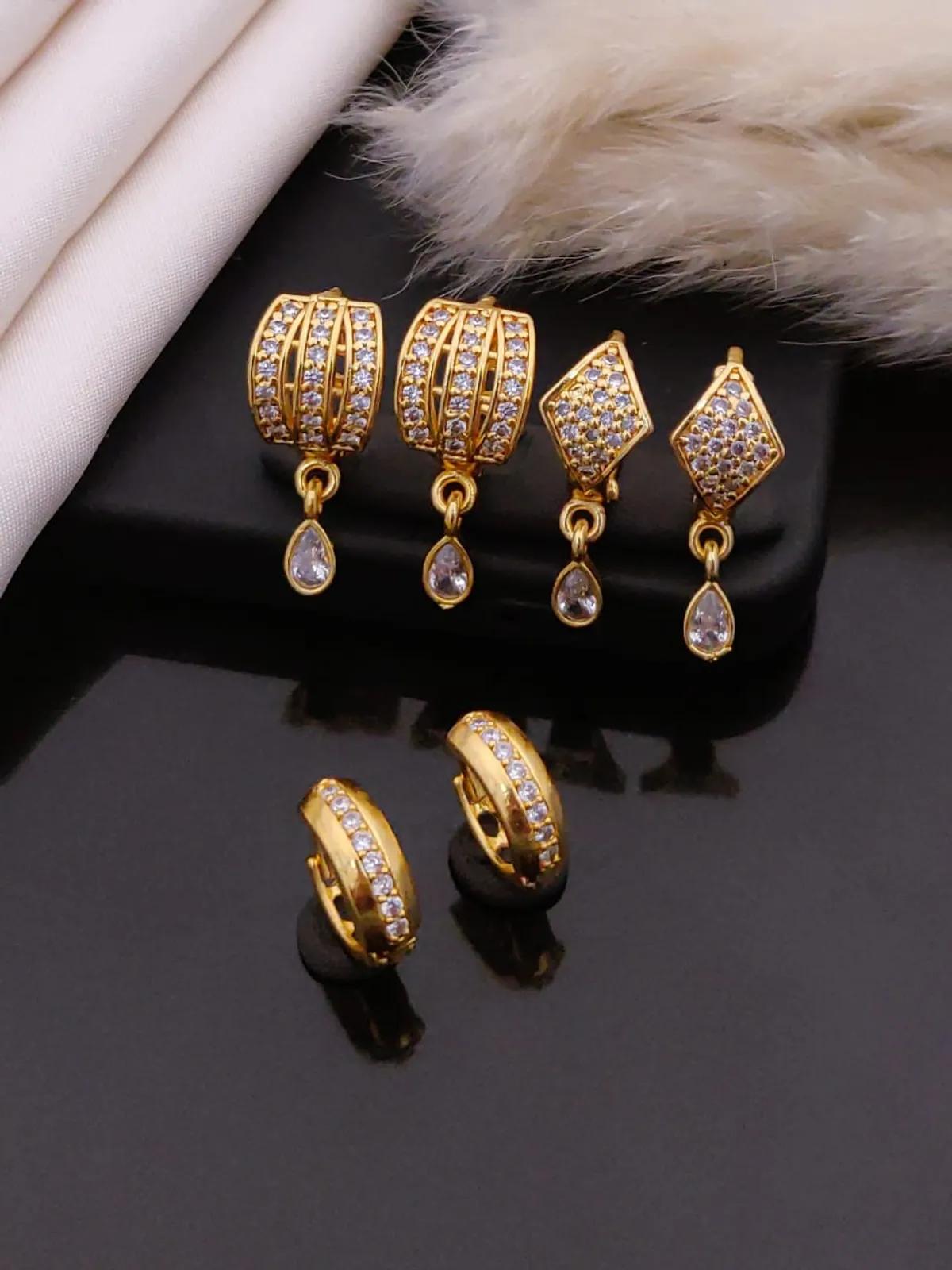 Golden Radiance Traditional Earrings β 3 Pair Combo by Soni De Nakhre