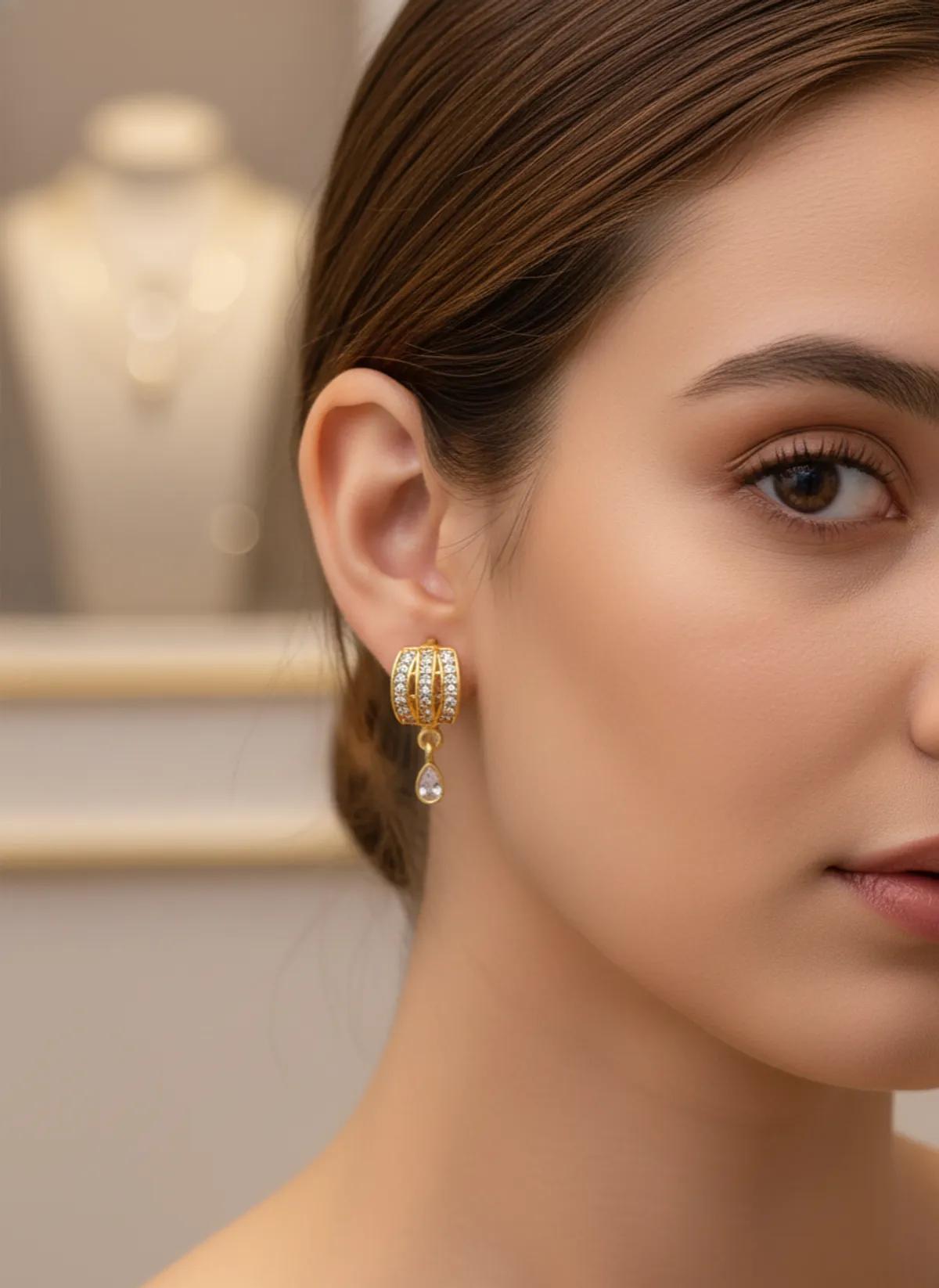 Golden Radiance Traditional Earrings — 3 Pair Combo thumbnail 3